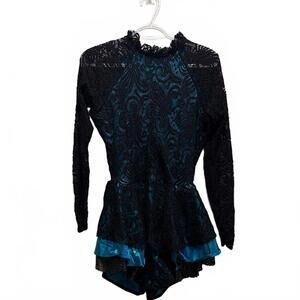 Weismann Black and Teal Lace Long Sleeve Dress